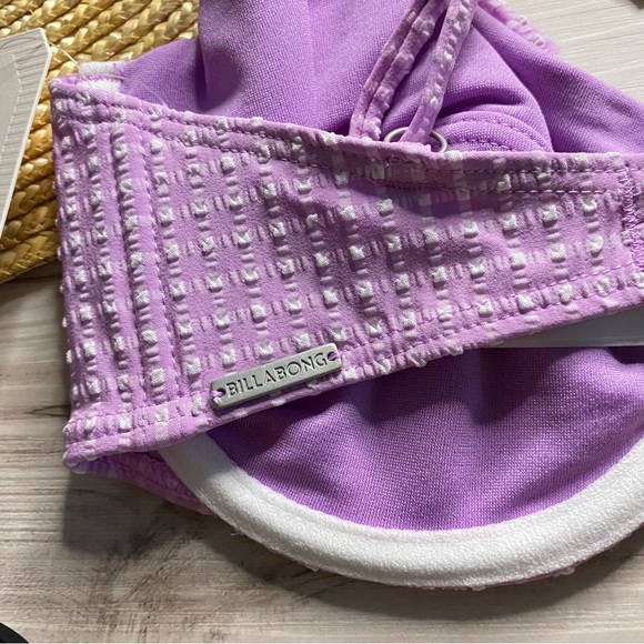Billabong 💜 Check Print Lilac Textured Underwire Bralette Bikini Top - Picture 10 of 14